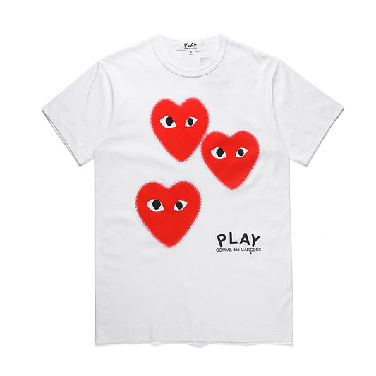 Comme des Garcons (CDG) Play 3 Hearts T-shirt White