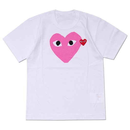 Comme des Garcons (CDG) Pink Heart T-shirt White