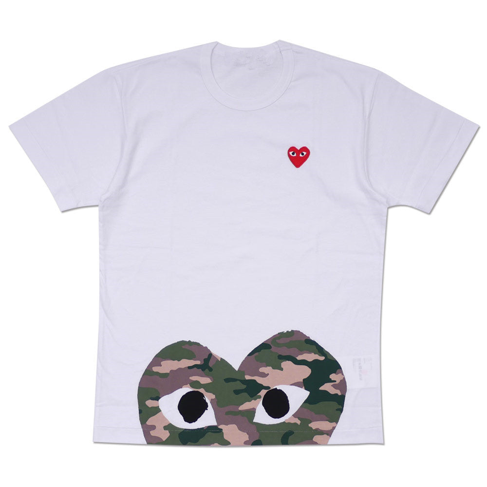Comme des Garcons (CDG) Play big bottom camo Heart T-shirt white