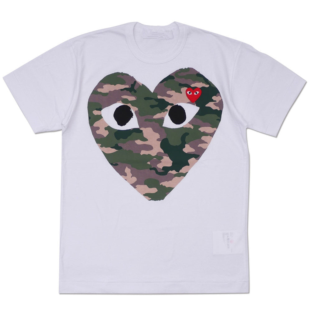 Comme des Garcons (CDG) Play big camo Heart T-shirt white