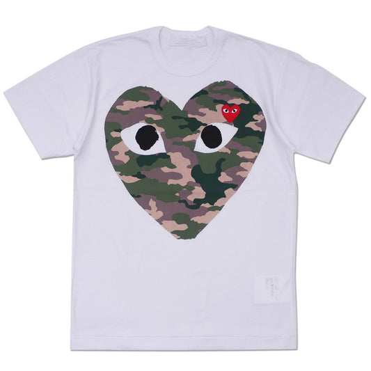 Comme des Garcons (CDG) Play big camo Heart T-shirt white