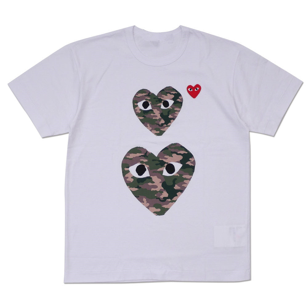 Comme des Garcons (CDG) Play 2x camo Heart T-shirt white
