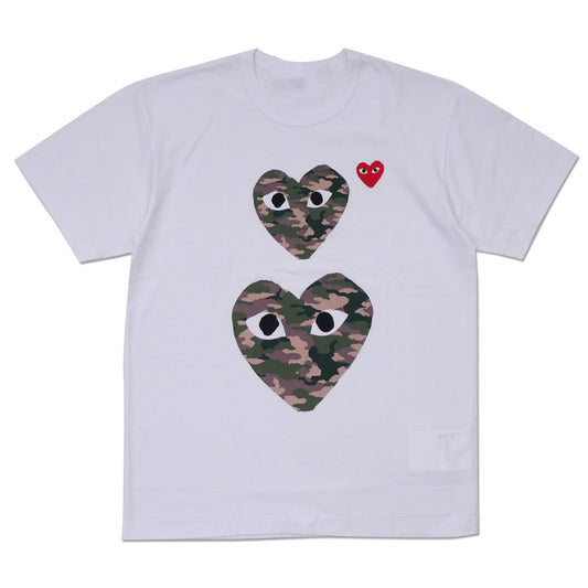 Comme des Garcons (CDG) Play 2x camo Heart T-shirt white