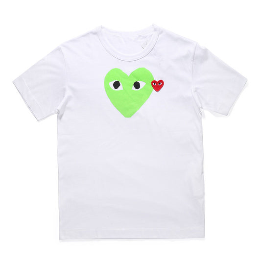 Comme des Garcons (CDG) Neon Green Heart T-shirt White