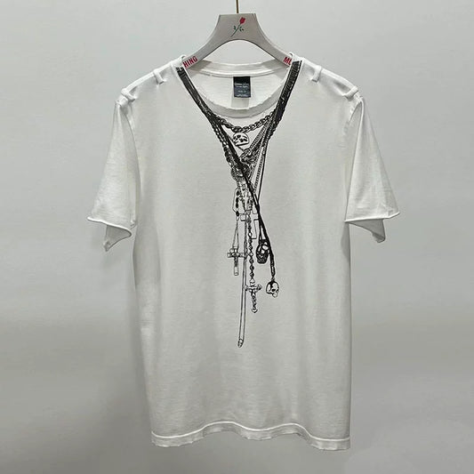 Number (N)ine Skull Cross Rosary T-shirt White