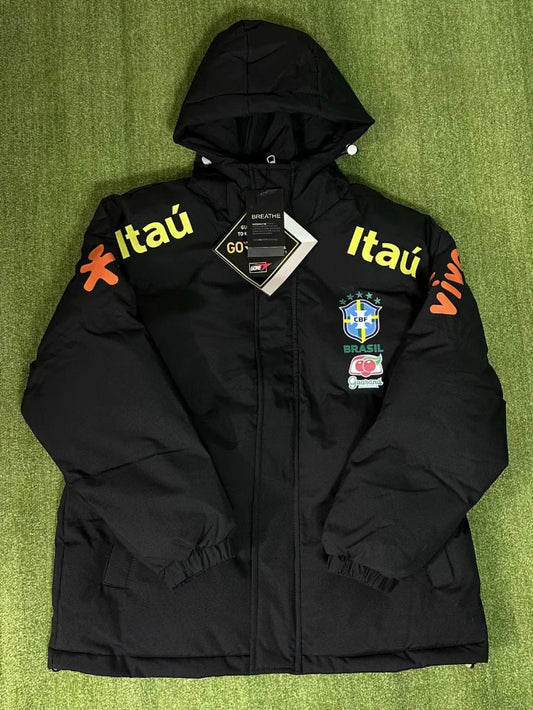 Adidas Brasil Football Down Puffer Jacket Black