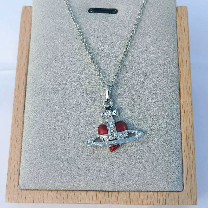 Vivienne Westwood Saturn Necklace Wine Red