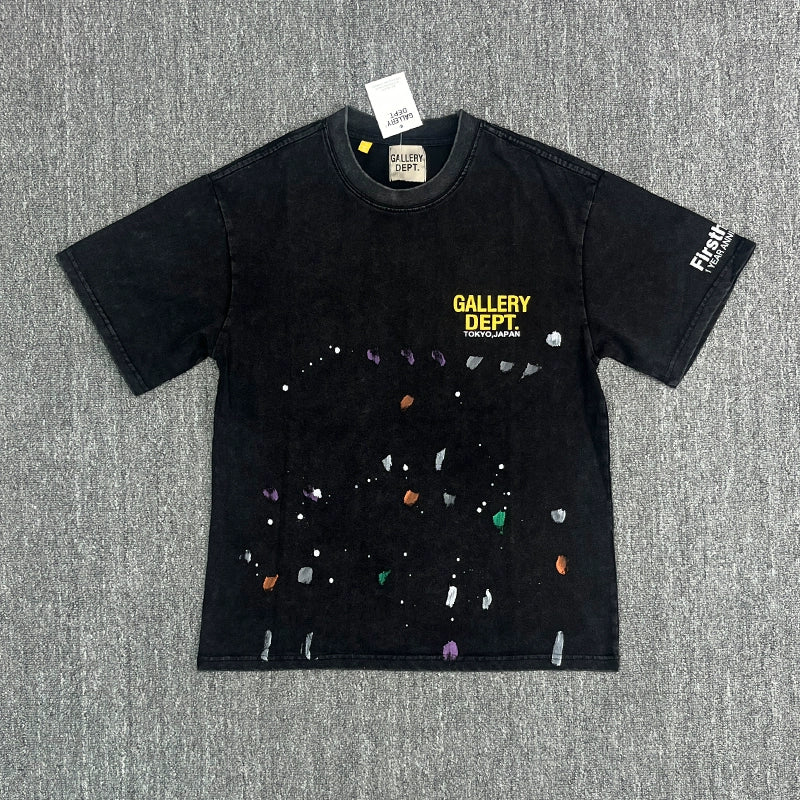 Gallery Dept. paint splatter small Logo T-shirt Black