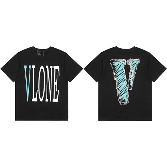 Vlone Blue icon T-shirt Black