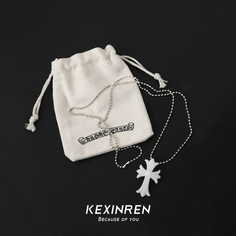 Silicone Chrome Hearts Necklace White