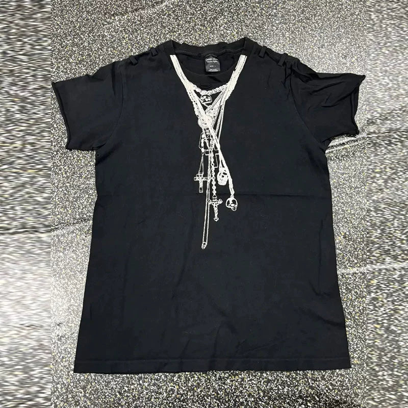 Number (N)ine Skull Cross Rosary T-shirt Black