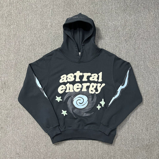 Broken Planet astral energy puff print Hoodie Brown