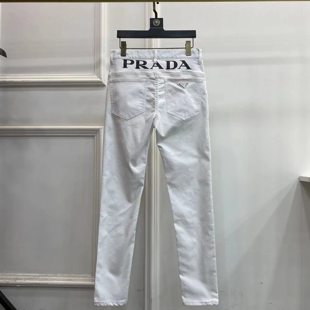 Prada Slim Fit Jeans White Backprint
