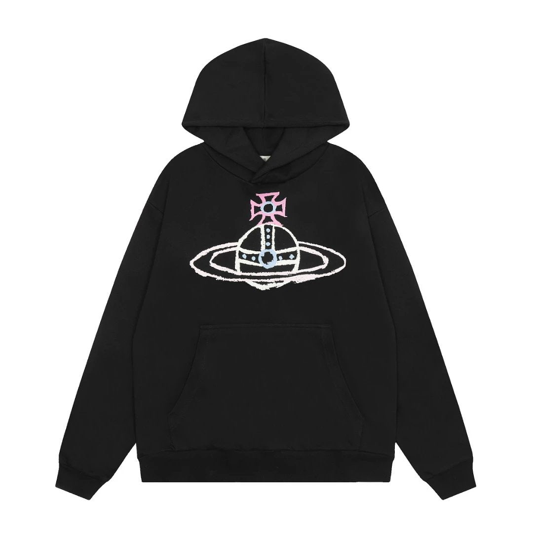 Vivienne Westwood pink cross Hoodie Black