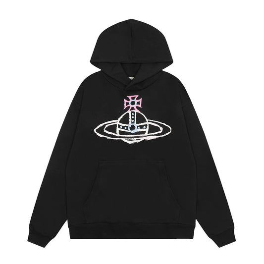 Vivienne Westwood pink cross Hoodie Black
