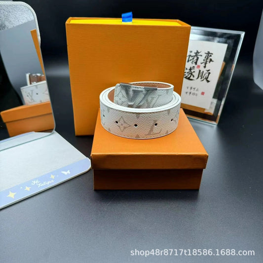 Louis Vuitton Belt White Silver