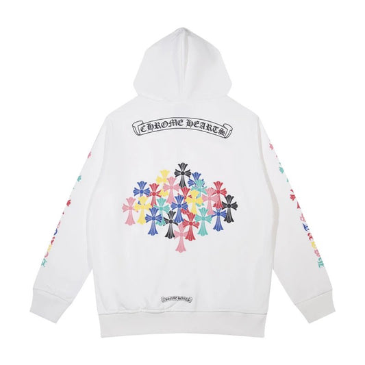 Chrome Hearts Multi Color Cross Hoodie White
