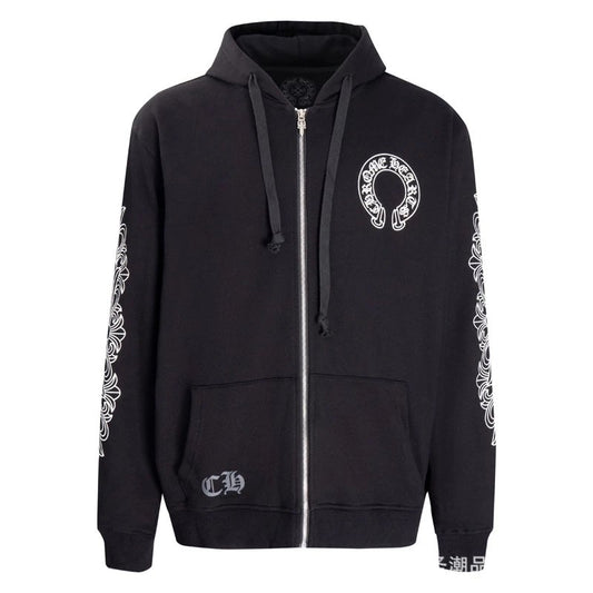 Chrome Hearts Sleeve Icons Zip-Up Hoodie Black
