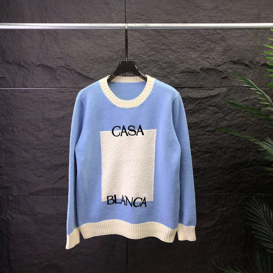 Casablanca Knit Sweater White Blue