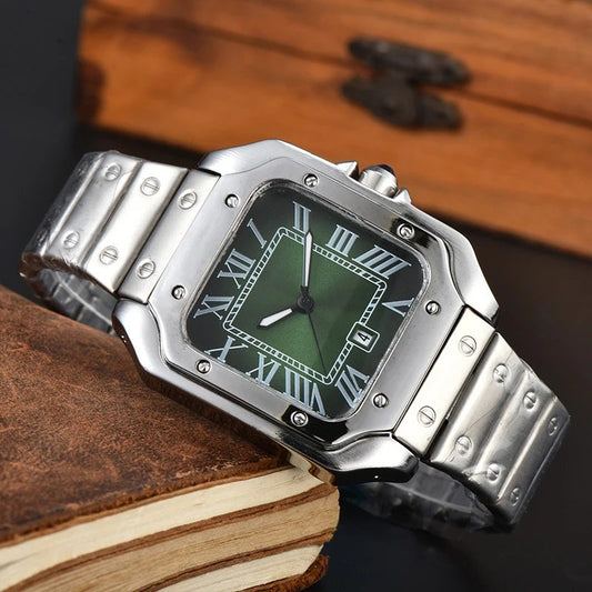 Cartier Santos Silver (Green Dial)