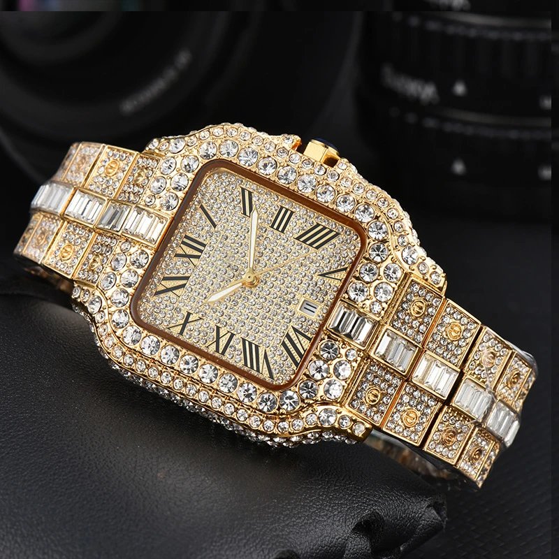 Cartier Santos Iced Out Gold