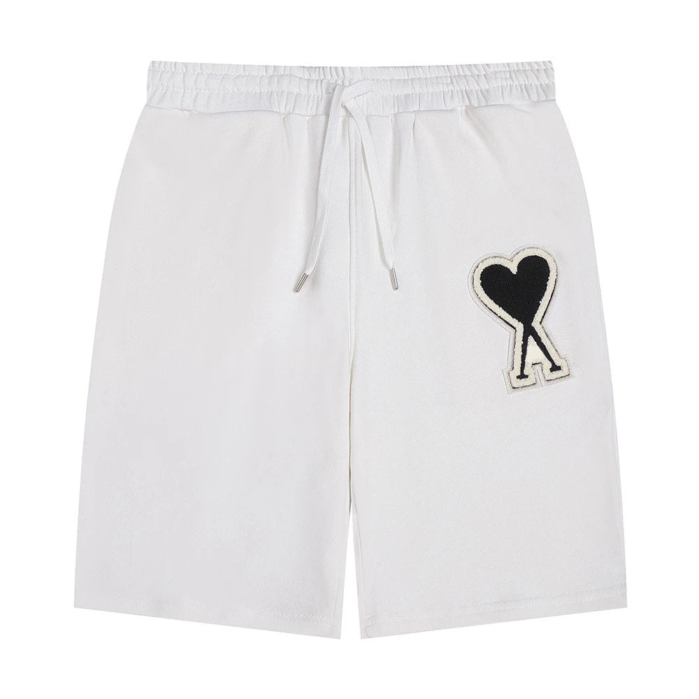 Ami Paris Shorts White (Big Black Icon)