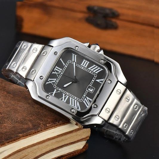 Cartier Santos Silver (Black Dial)