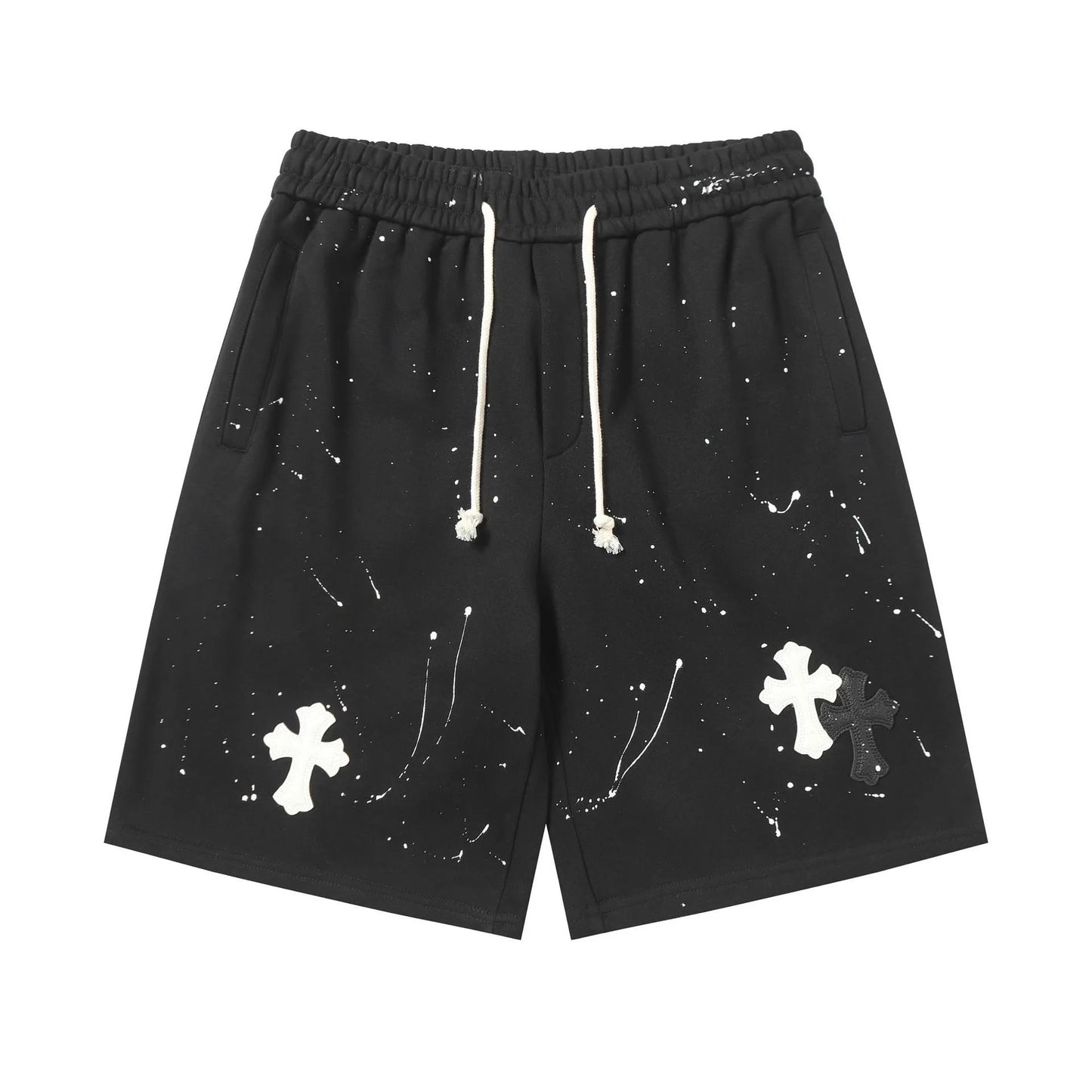 Chrome Hearts White Paint Splatter Shorts Black