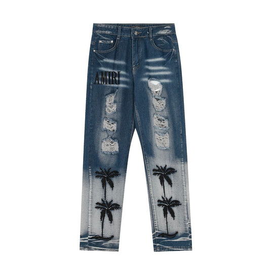 Amiri Palms Jeans Blue