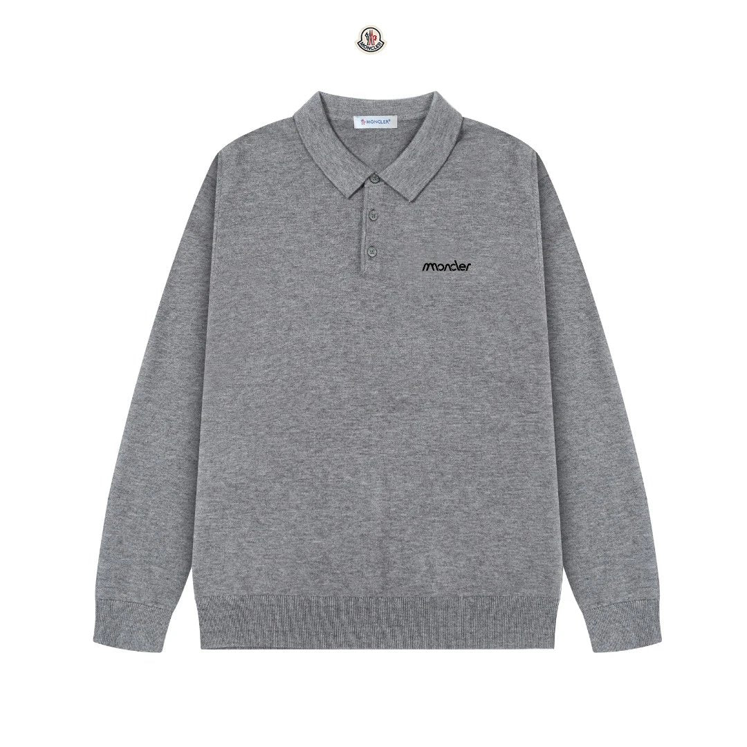 Moncler Knit Polo Sweater Grey