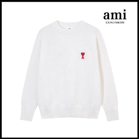 Ami Knit Sweater White (small Red Icon)