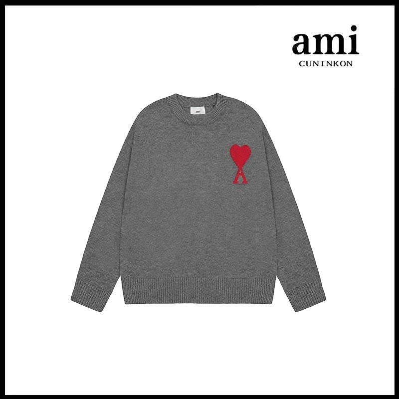 Ami Knit Sweater Grey (Red Icon)