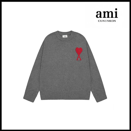 Ami Knit Sweater Grey (Red Icon)