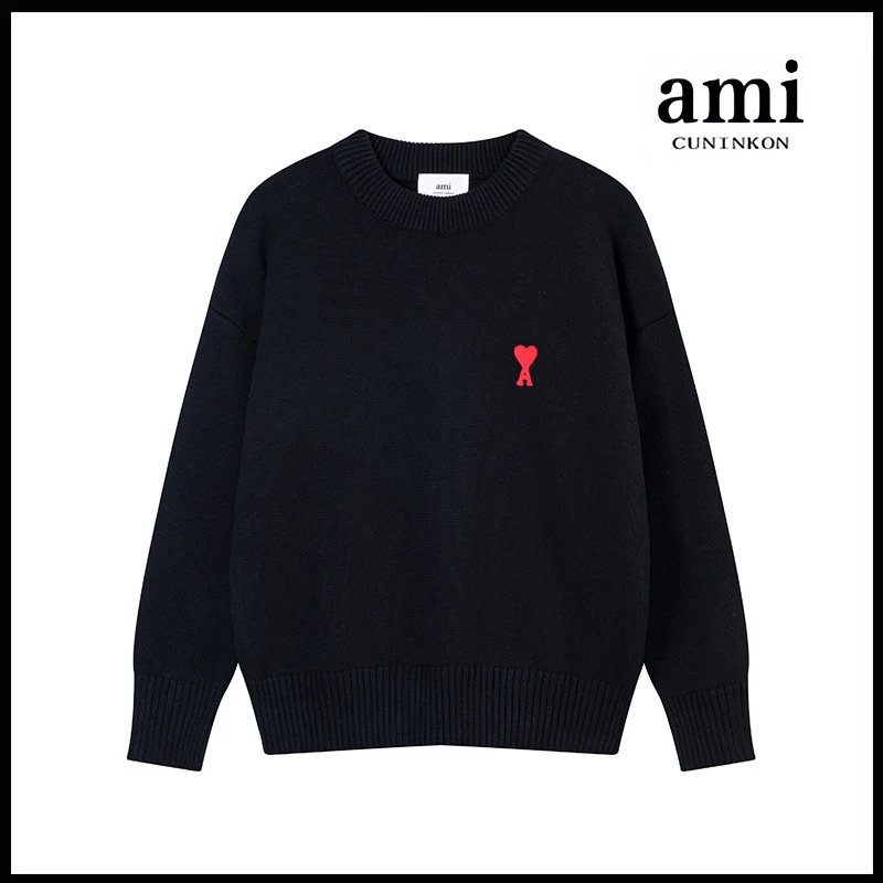 Ami Knit Sweater Black (small Red Icon)