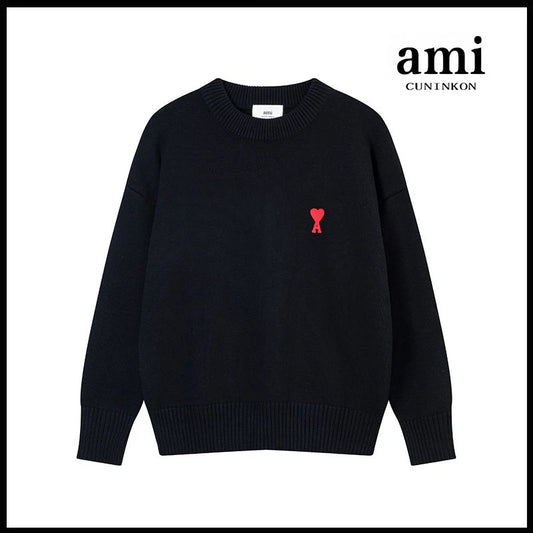 Ami Knit Sweater Black (small Red Icon)