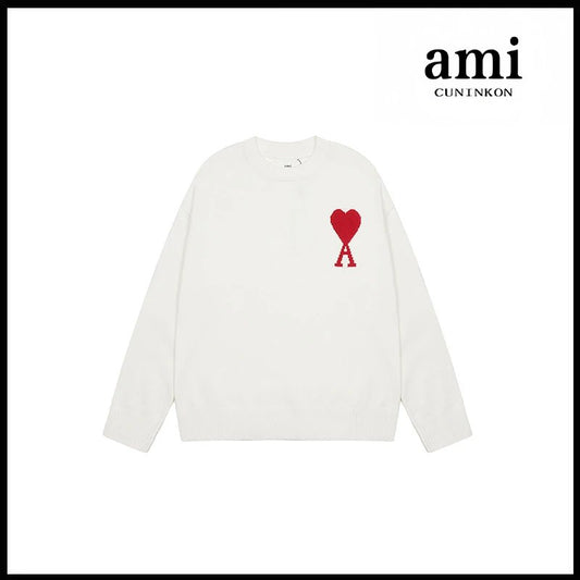 Ami Knit Sweater White (Red Icon)
