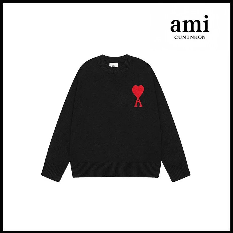 Ami Knit Sweater Black (Red Icon)