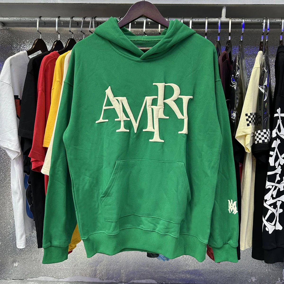 Amiri off writing Hoodie Green