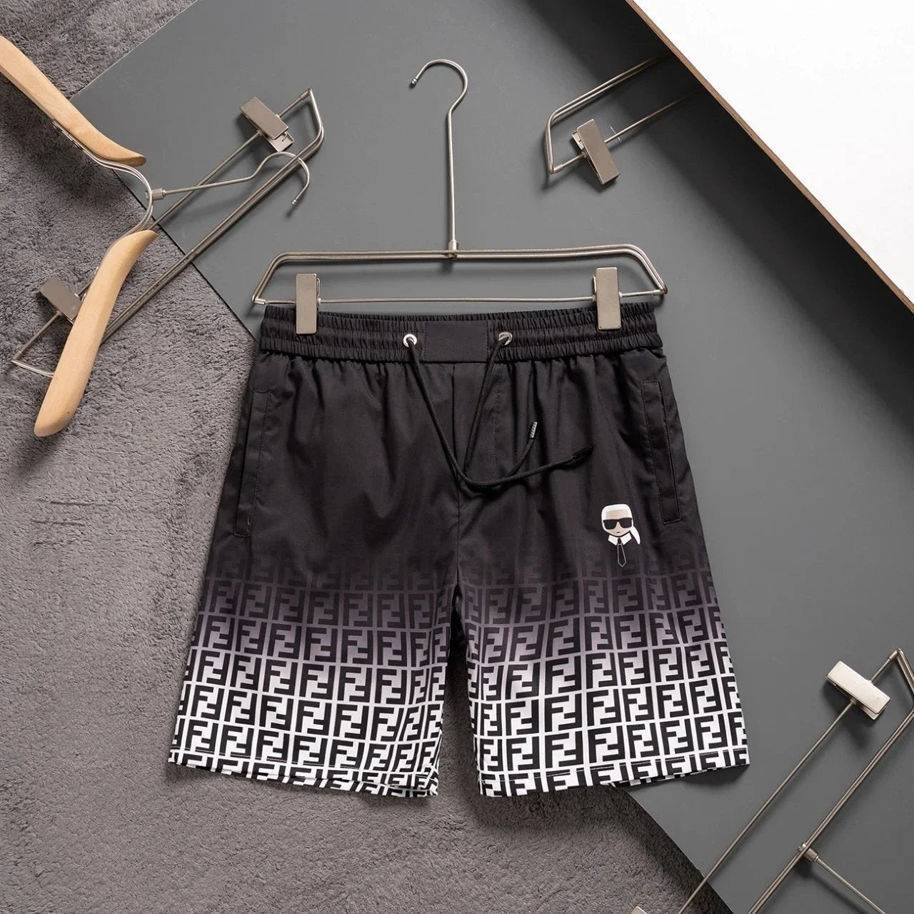 Fendi Shorts White Black Fading