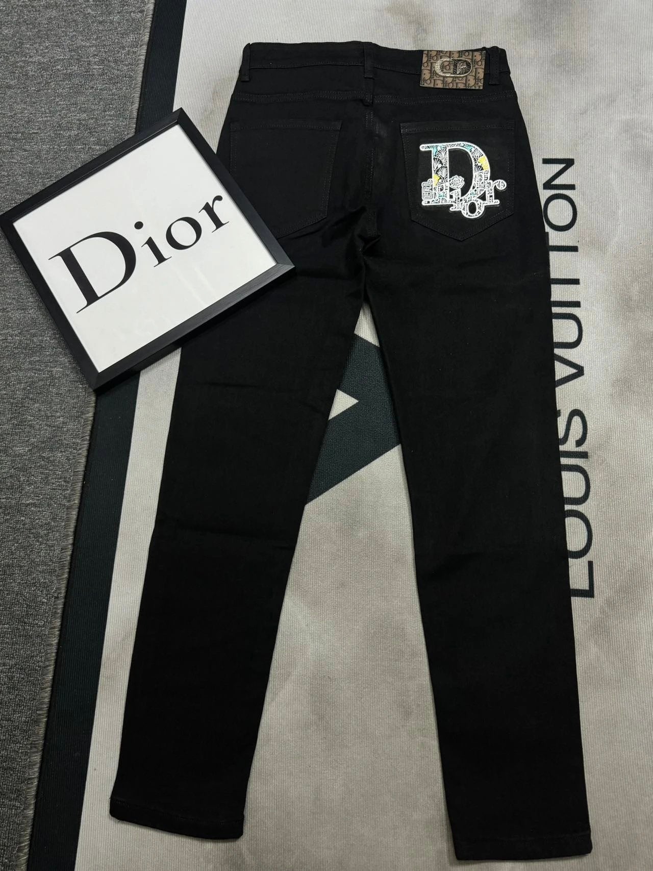 Dior Backpocket Print Black Jeans