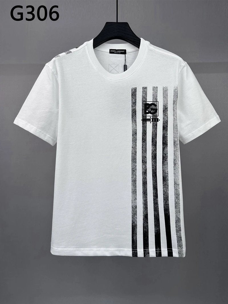 Dolce & Gabana black grey stripped T-shirt White