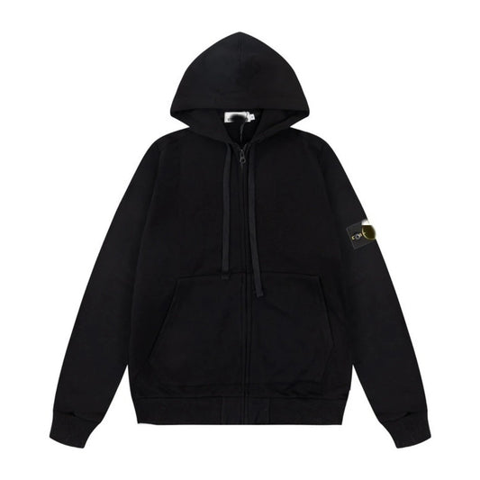 Stone Island Zip-Up Hoodie Black