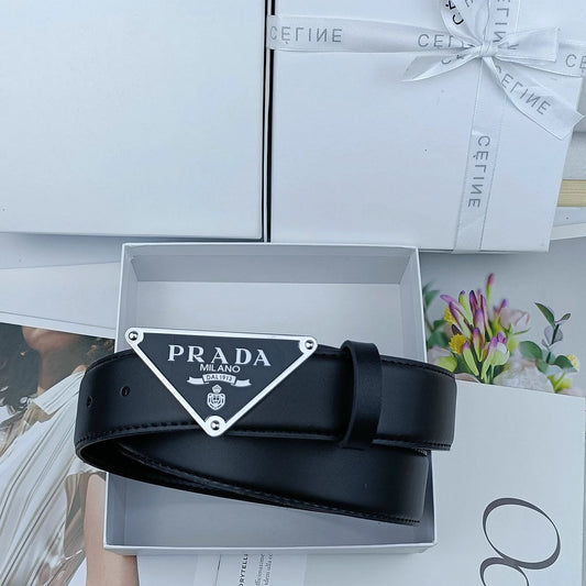 prada Milano Belt Black & Silver