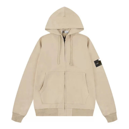 Stone Island Zip-Up Hoodie Dark Beige