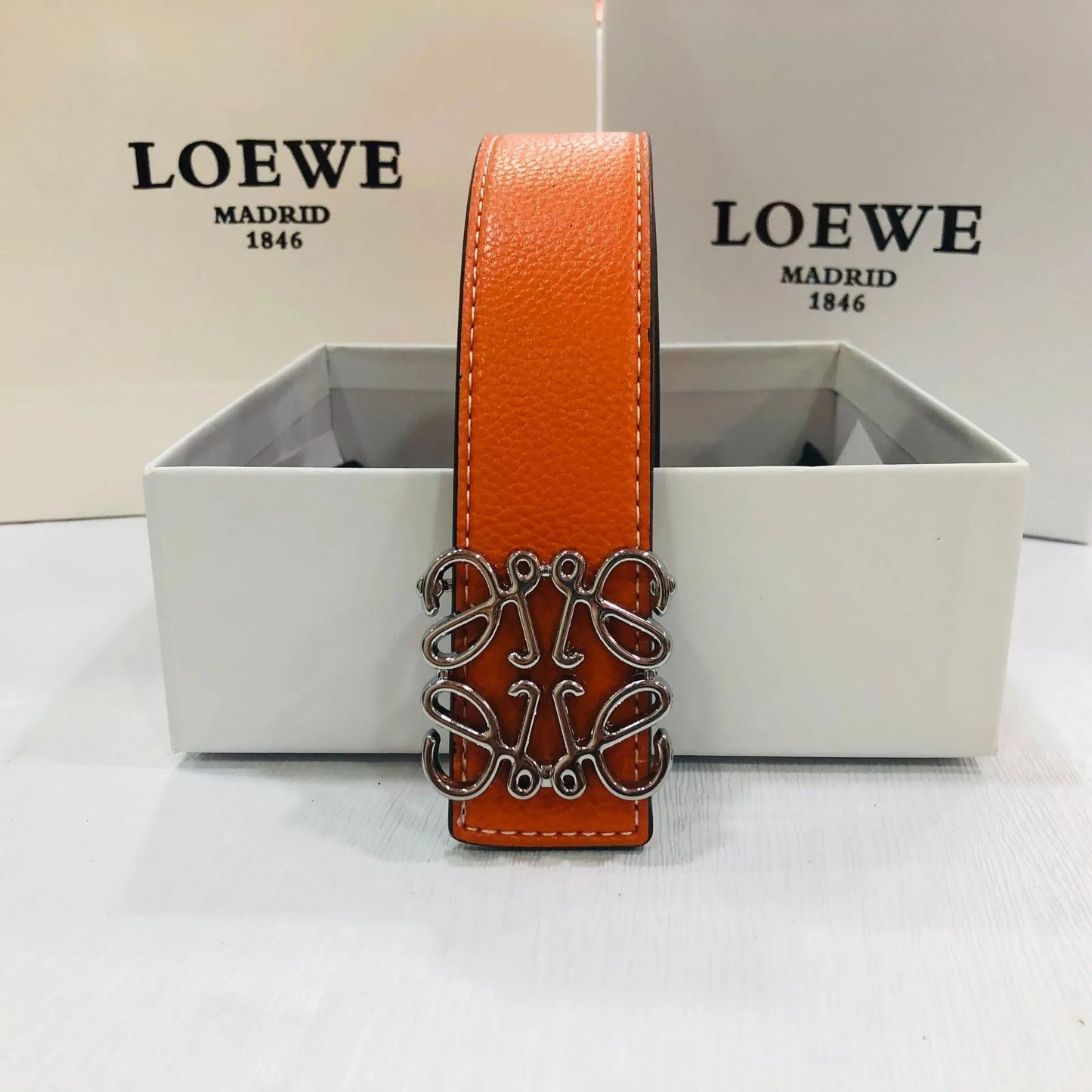 Loewe Belt Orange Silver