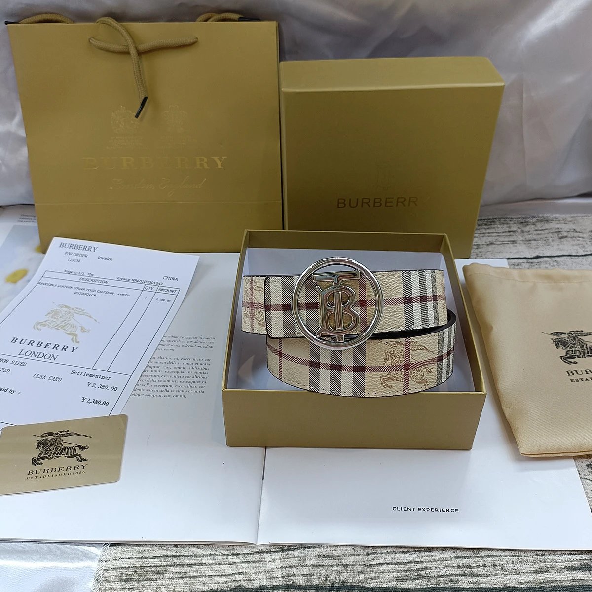 Burberry Monogram B circle Belt Silver