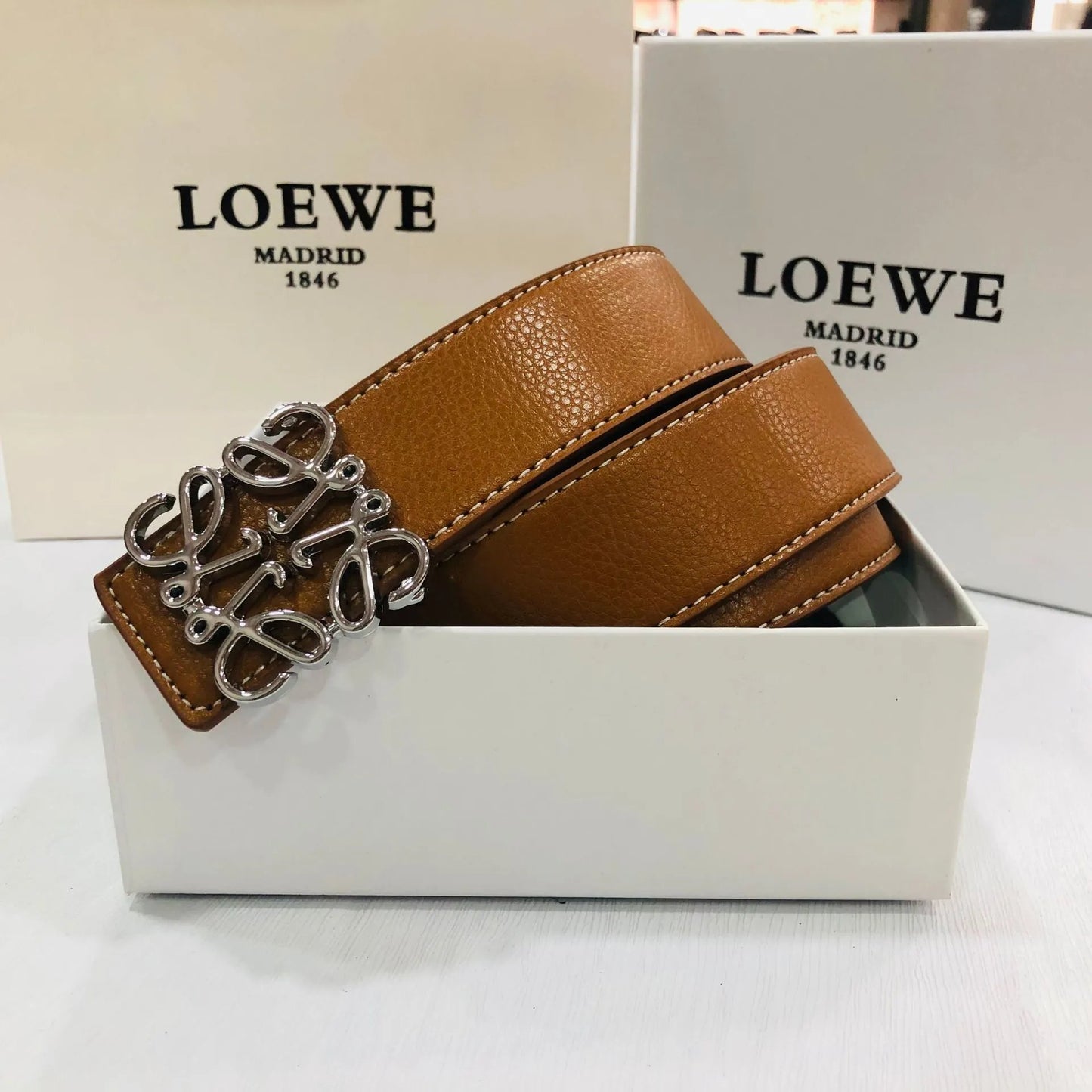 Loewe Belt Brown Silver