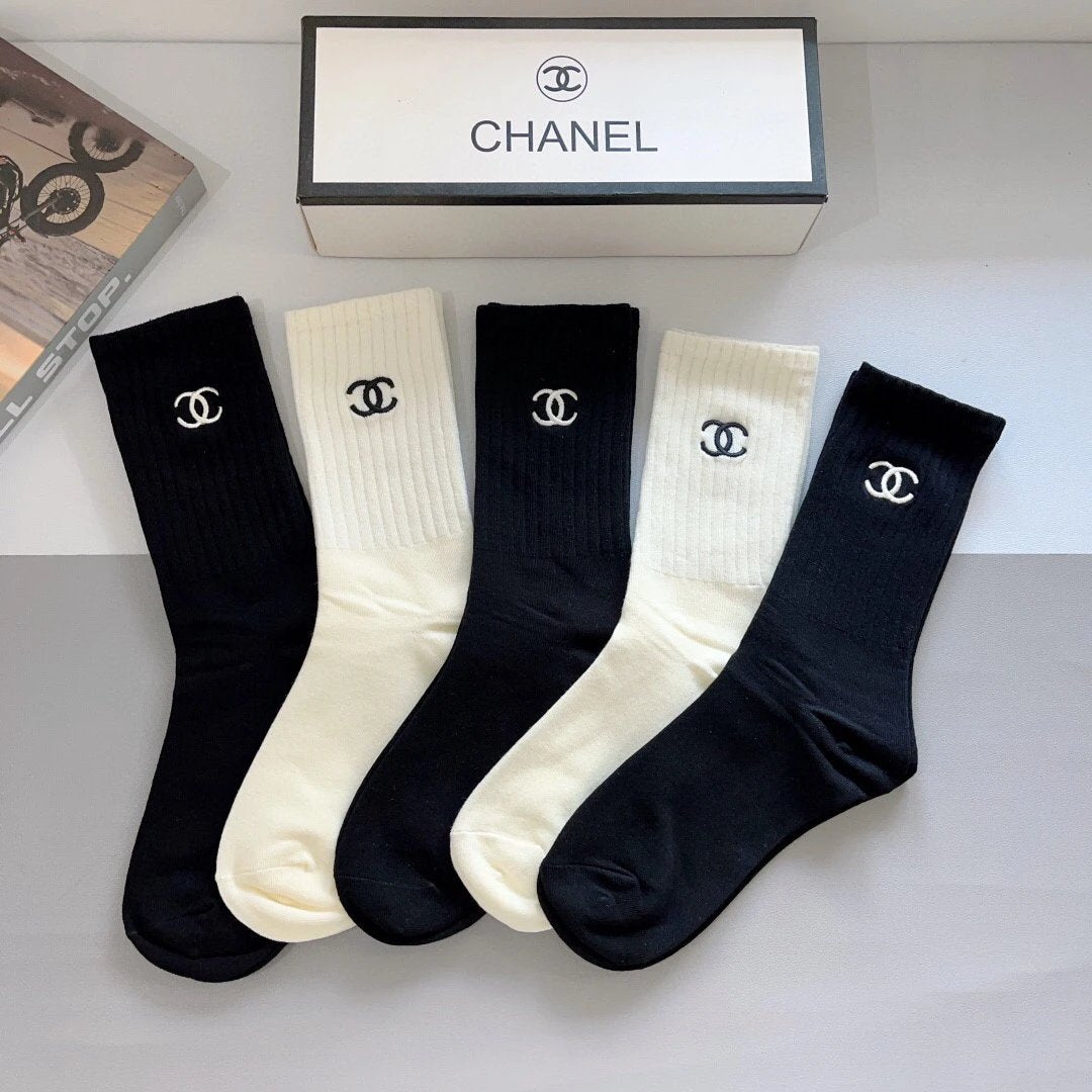 Chanel Socks Black & White