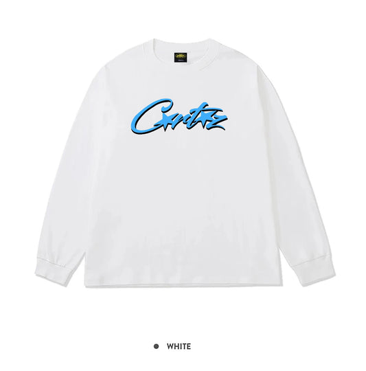 Corteiz Blue Writing Sweater White