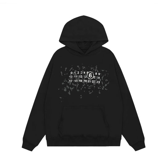 Maison Margiela grey splatter Hoodie Black